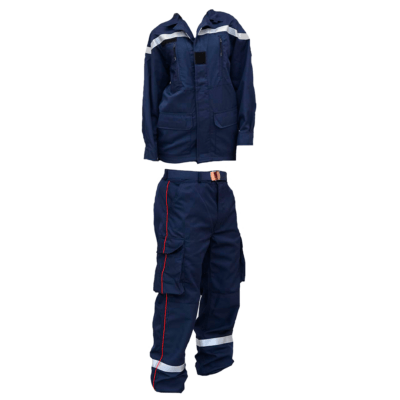 F1 intervention outfit Flame-retardant fabrics (50% aramid) preserve mechanical integrity. Maximum protection against burns and melting guaranteed