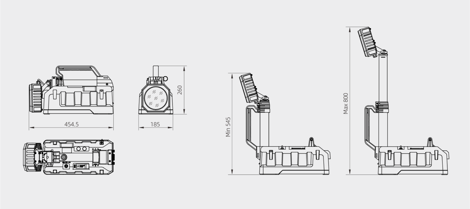 Eclairage mobile sur batterie 5500 Lum H.80CM – Image 5